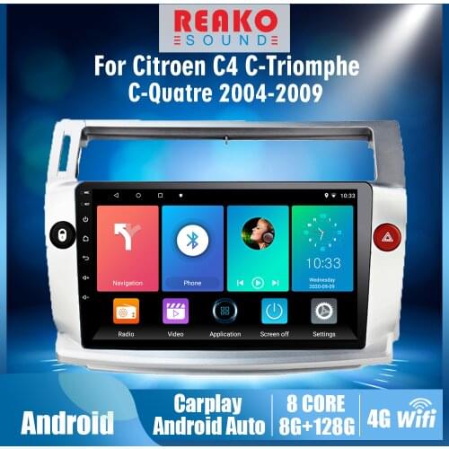 REAKOSOUND 2 Din Andriod Radio For Citroen C4 C-Triomphe C-Quatre 2004- 2009 8 Inch Car Multimedia Player GPS Head Unit
