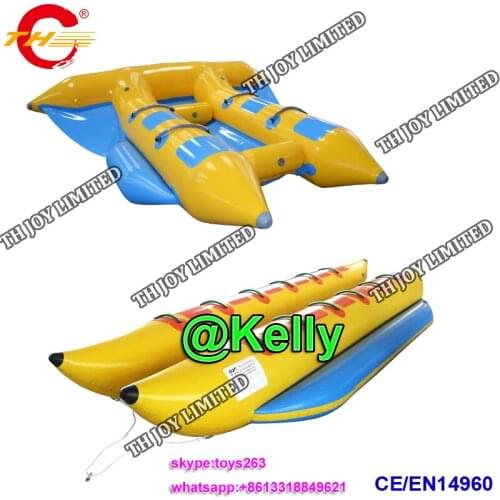 Free air shipping 4 seats flying fish + 1pc 12 seats banana boat ride + 1 pc air pump for sale, summer water toys gift bag