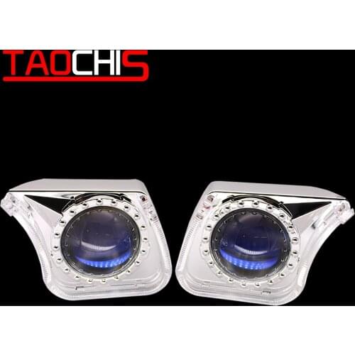 TAOCHIS YT140 3.0 Inches Bi Xenon LED Projector Lens Shroud DRL Car Headlights Angel Eyes White Red Blue Yellow Color