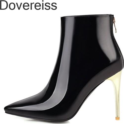 Winter For Woman New Fashion Sexy Pointed Toe Shoes Pure Color Zipper White Boots Ankle Boots Stilettos Heels 10cm 45 46 47 48