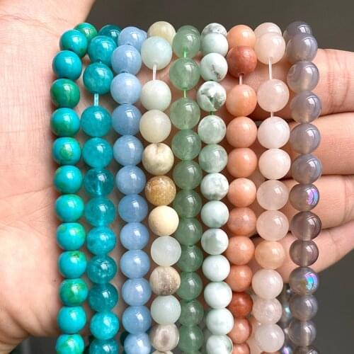 Natural Stone Beads Aventurine Agates 4mm-12mm Round Looose Spacer Beads for Jewelry Making Handmade DIY Bracelet Necklace 15