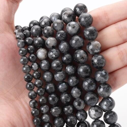 Natural Stone Beads Black Labradorite Round Loose Spacer Bead for Jewelry Making DIY Charm Bracelet Accessories 4/6/8/10/12mm