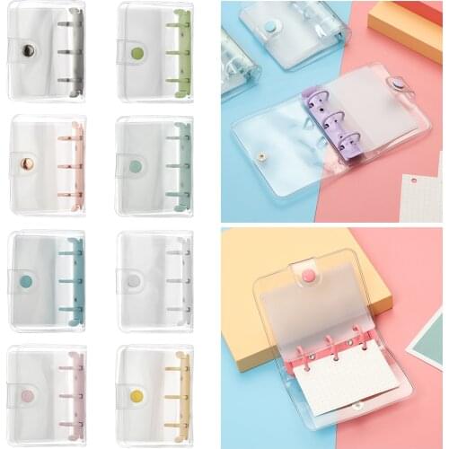 3 Holes Mini PVC Rings Binder Notebook Cover Traveler Portable Journal Loose-leaf Refill Notebook Clip School Stationery