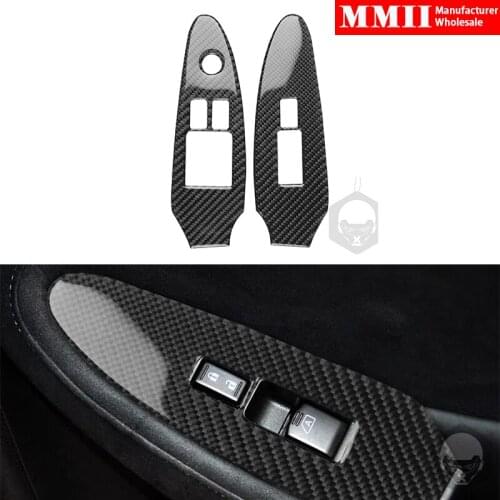 For NISSAN 370Z Z34 2009+ 2-Piece Window Lifter Panel Cover Sticker Trim Real Carbon Fiber Styling Decoration Accessories LHD