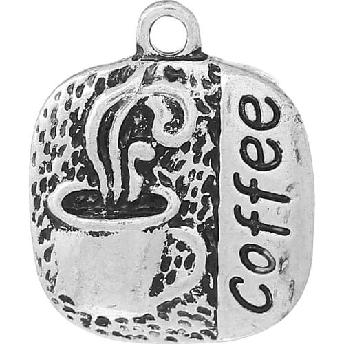 DoreenBeads Charm Pendants Square Silver Color Color Cup Shape 20mm(6/8")x 17mm(5/8"),10 PCs