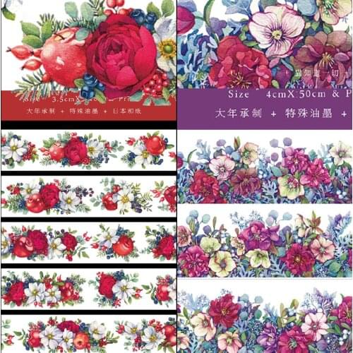 Cat Knows All Christmas Eve Purple Floral Washi Tape Sample