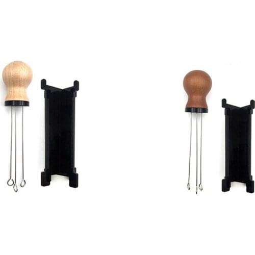 Coffee Tamper Distributor Leveler Tool,Needle Type Solid Wood Handle Needle Coffee Tamper,Coffee Powder Distributor-ABUX