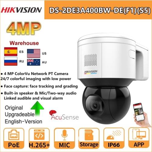 Hikvision IP Camera 4 MP ColorVu PT Speed Dome DS-2DE3A400BW-DE(F1)(S5) PoE Built-in Mic Speaker Audible Alarm IP66 With Bracket