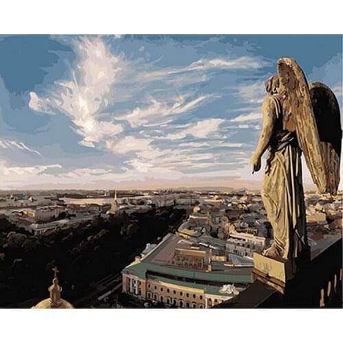 Frameless picture oil painting by numbers wall decor diy painting on canvas for home decor 4050 stone angel