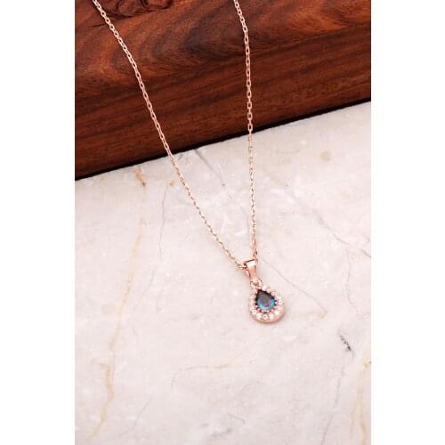 2021 Mystic Topaz Rose Silver Mini Drop Necklace Earrings Set for Women Elegant Luxury Sexy Jewelry Pendants Fashion Diamond