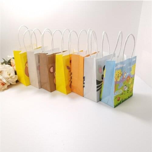 6pcs Safari Animals Favor Box Packaging Gift Box Paper Bags Birthday Party Decoration Candy Dragee Box Bonbonniere Supplies