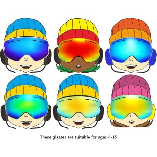 Outdoor Ski Goggles Double Layer Anti-fog Childrens Ski Goggles Professional Ski Mask Glasses for Children Aged 4-15 UV Cut