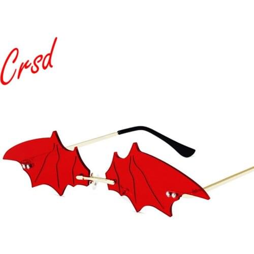 CRSD 2020 Fashion Bat Sunglasses Personality Frameless Sunglasses Retro Cat Eye Frameless Women Men Sunglasses Brand Designer