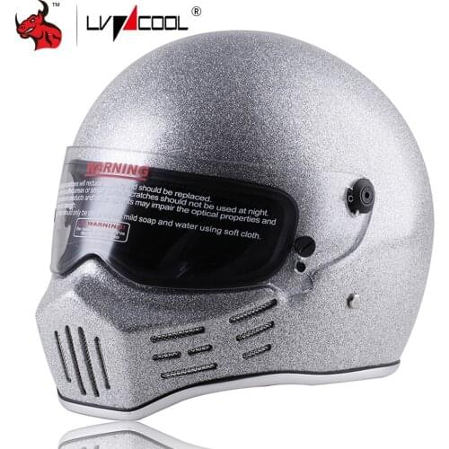 LVCOOL DOT Motorcycle Helmet Men Casco Moto Motocross Helmet Vintage Fiberglass Motorbike Full Face Capacete Cascos Para Moto