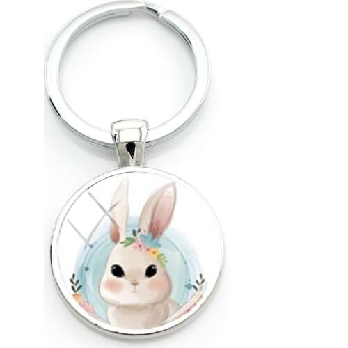 TAFREE Cartoon Drawing Animals Picutres Key Ring Keychains Lovely Rabbit Monkey Bear Cat Dog Students Bag Jewelrys