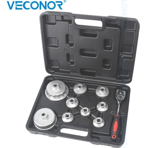 Oil Filter Wrench Cap Engine Filter Sleeve Tool Oil Filter Removal Wrench Socket Set with Special Spanner Portable Storage Case