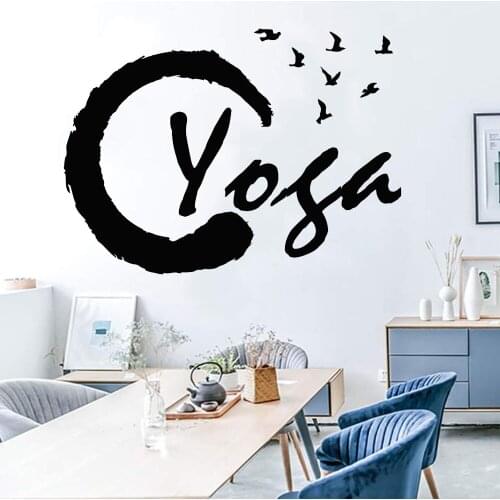 Yoga Wall Decal Om Meditation Room Art Background Wall Decoration Flying Birds Stickers Gym Classroom Creative Home Decor Z639