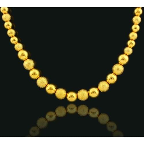 2017 New Trendy Gold Beads Necklaces for Women Men Gifts Gold Color Ball Beaded Jewelry Ethiopian/African Link Chain