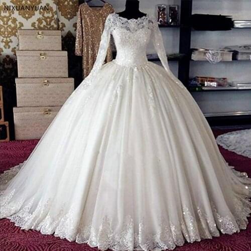 New Designer Ball Gown Wedding Dresses Turkey Vestidos De Noiva Vintage Wedding Gowns Lace Bride Dress 2021 Long Sleeve