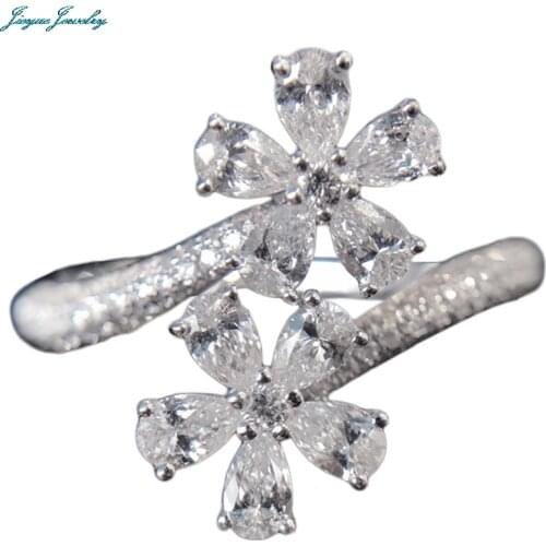 New Charm Flower Rings Resizable Inlay AAA Cubic Zircon Fashion Exquisite Jewelry For Women Wedding Party Best Statement Gifts