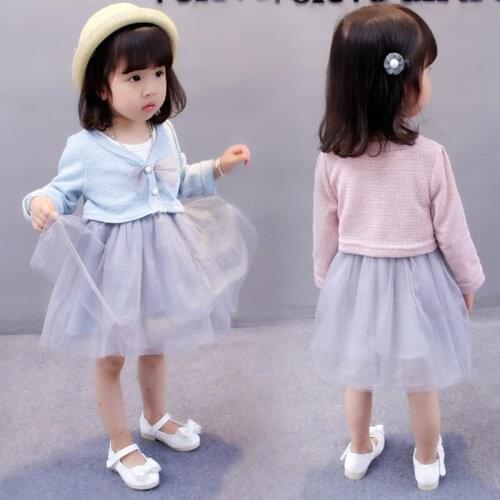 Baby Girls Long Sleeve Dress Autumn Winter Toddler Bubble Princess Dress+Coat Outfits Clothes Sets New Lovely Warm Party Dress