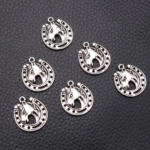 12pcs/lot Silver Plated Horseshoe Charm Metal Pendants DIY Necklaces Bracelets Jewelry Handicraft Accessories 21*19mm P667