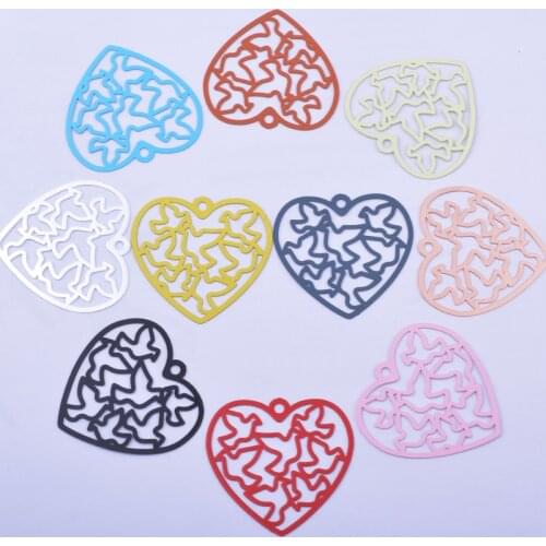 30pcs Ab2085 39*37mm Brass Painted Heart Charms Rose gold Color Pendant