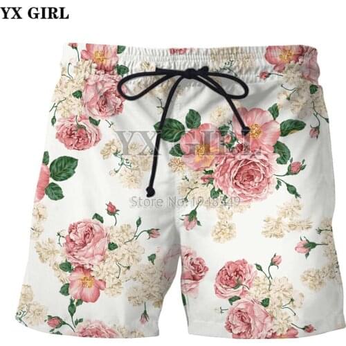 YX GIRL Drop shipping 2018 summer new style Fashion shorts vintage flowers Print 3d Casual Men Women Shorts