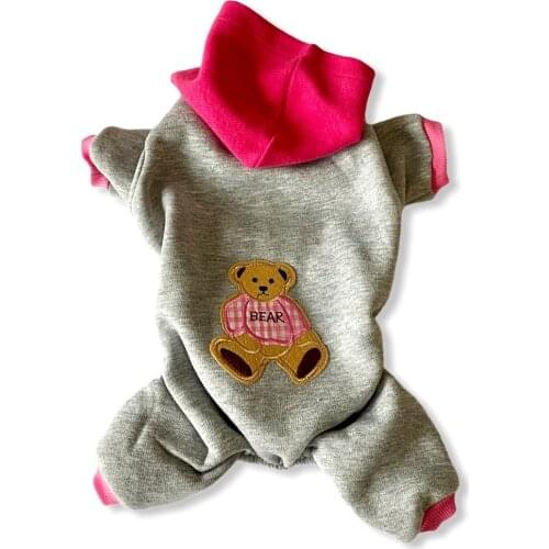 Pink Grey Bear Cat Jumpsuit, Cat Overall, Cat Fashion, Cat Dress, Cat Clothes, Pet Clothes