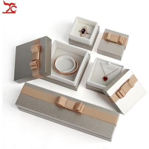 High-end Bowknot Heaven and Earth Cover Jewelry Box Ring Box Necklace Box Bracelet Bracelet Pendant Jewelry Packaging Gift Box