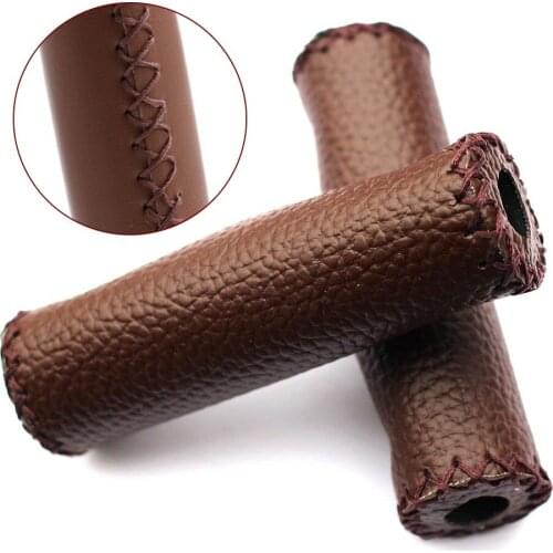 Bicycle Retro Handle Bar Grip Road Folding Bike Soft Leather Grip Cover Hand Sewing MTB Bike Accessories