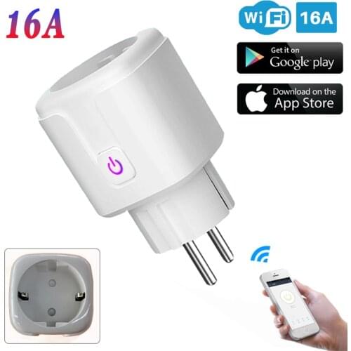 Smart WiFi Plug 16A EU US Adaptor Wireless Remote Voice Control Power Monitor Outlet Timer Socket for Alexa Google Home Tuya App