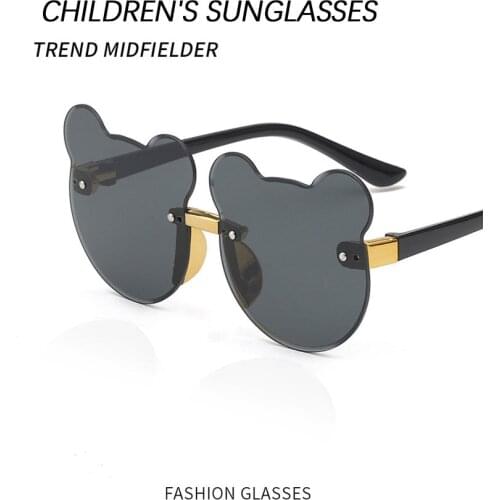 New Boy Girl Cute Cartoon Bear Shape Fashion Round Sunglasses Children Vintage Sunglasses UV Protection Classic Kids Eyewear