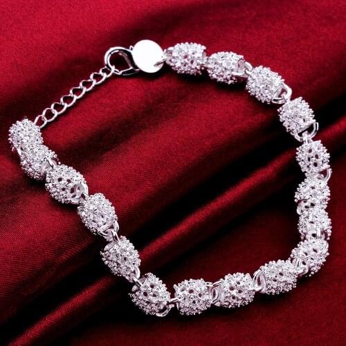 Brand 2017 New Fashion Women Ball . Stamped Silver Plated Chain Bead Bracelets and High Quality Fashion Jewelry Bracelets h354
