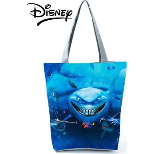 Disney Finding Nemo Fish Handbags Eco Reusable Shoppaing Bag Blue High Capacity Women Travel Beach Bag Shark Personality Tote