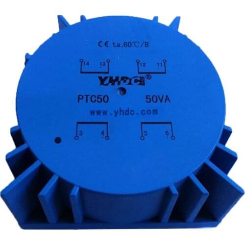 PTC50 For Audio usage Power 50VA 2*110V 2*12V toroidal transformer, encapsulated transformer PCB Welding transformer