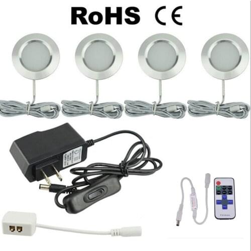 Ultra-thin Dimmable Recessed LED Under Cabinet Lights Kit LED Puck Lights LED Spotlight for Kitchen Cupboard Closet Lights