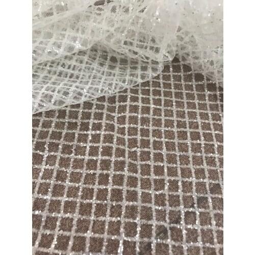 Unique clear white French tulle lace with sparkly glitter ZH-12288 African net fabric for bridal dress