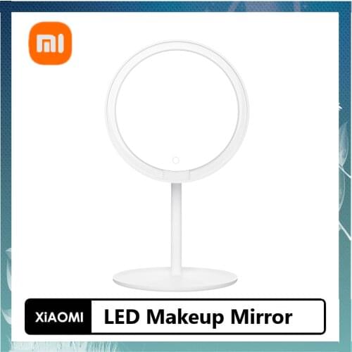 Xiaomi Mijia LED Makeup Mirror 2000mAh Ra92 Three Gears 0°-45° Adjustable 900lux Soft Light 6.5 Inches HD Silver-Plated Mirror