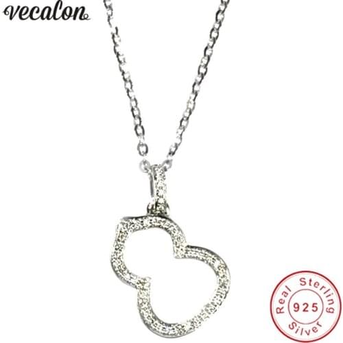 Vecalon Gourd Shape pendant 925 Sterling silver AAAAA zircon Wedding Engagement Pendants with necklace for Women Bridal Jewelry