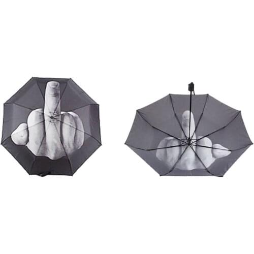 Women Umbrella Rain Middle Finger Umbrella men Windproof Folding Parasol Personality Black Middle Finger Umbrellas #0