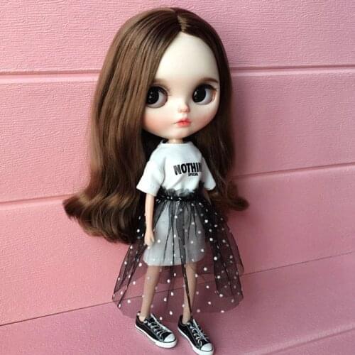 1 set = T-shirt + lace dress doll clothes doll accessories for Blythe shirt 30cm doll skirt pullip Azone Momoko for barbie