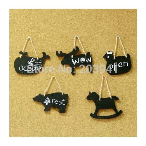 1pcs Retro wood Animal shape hang Chalkboard for Party Favors Vintage High quality environmental message Blackboard With rope