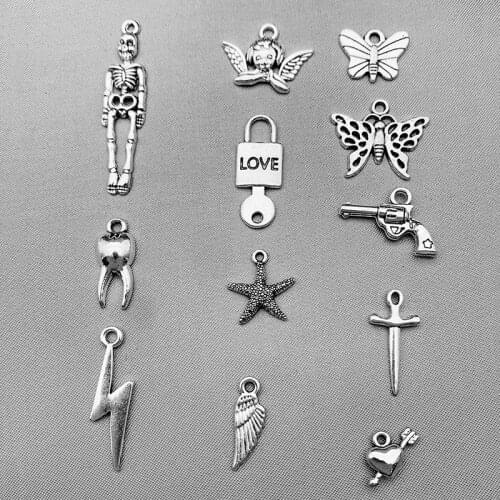 10Pcs Alloy Butterfly Angel Heart Charms 12Style Metal Pendant Charm For DIY Jewelry Making Accessories Earring Necklace Crafts