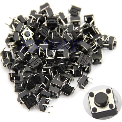 100pcs 6x6x5mm 4pin Tactile Push Button Switch Momentary Tact DIP Through-Hole