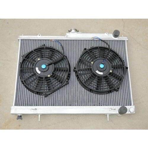 2 Row Factory Price Aluminum Radiator + 2*Fans 1994-1998 For Nissan Skyline R33 R34 GTR GTS-T RB25DET 1994 1995 1996 1997 1998