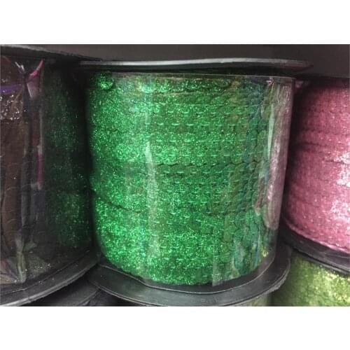 2017 New Design 100 Yards 6mm Glitter Powder Coating Sequins Roll Trim, Sold per Packet of 1 Roll(100 Yards)-Green Confetti
