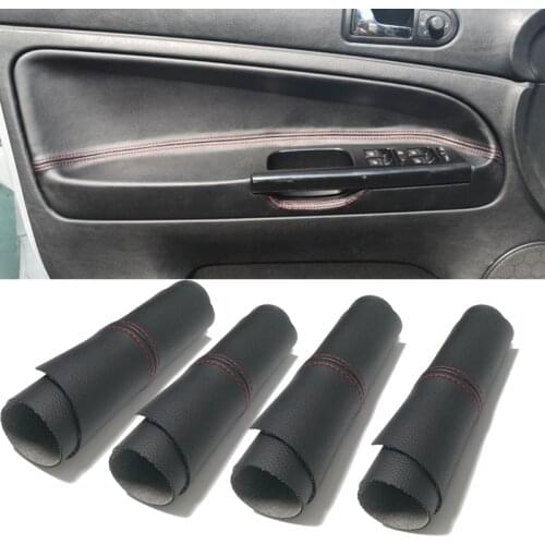4pcs car black microfiber leather door panel armrest cover trim protective mat interior accessories for VW Passat B5 1998-2006