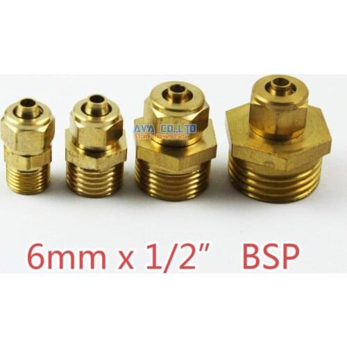 5 Pieces 6mm x 1/2" BSP Brass Straight Male Pneumatic Pipe Hose Quick Coupler Connector Coupling Fitting