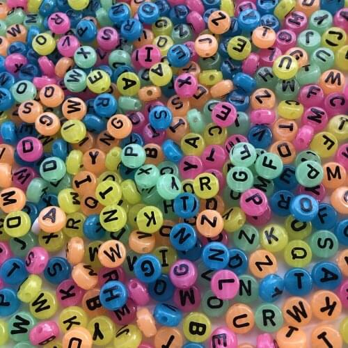 6 x10 mm luminous aphabet letter beads for diy jewelry